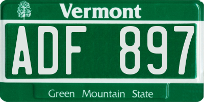 VT license plate ADF897