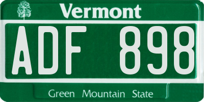 VT license plate ADF898