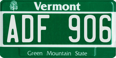 VT license plate ADF906