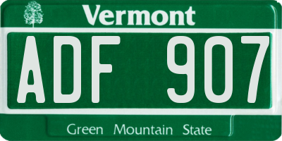 VT license plate ADF907