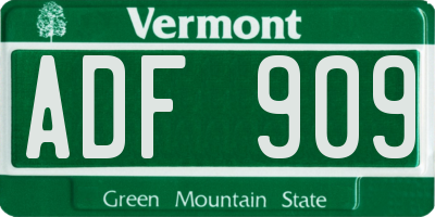 VT license plate ADF909