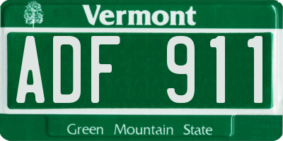 VT license plate ADF911