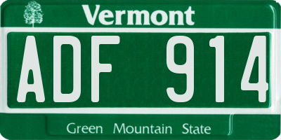 VT license plate ADF914