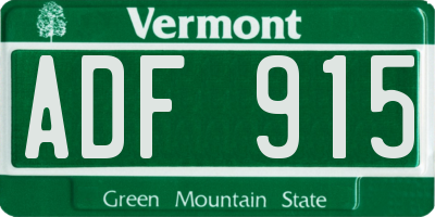 VT license plate ADF915