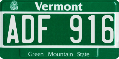 VT license plate ADF916