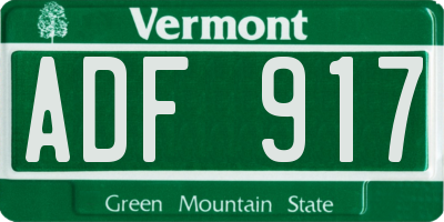 VT license plate ADF917