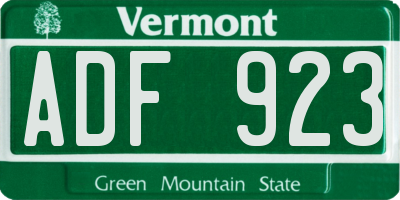 VT license plate ADF923