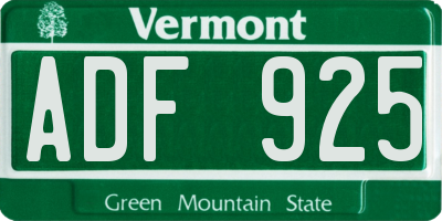 VT license plate ADF925