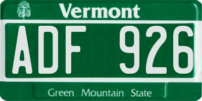 VT license plate ADF926