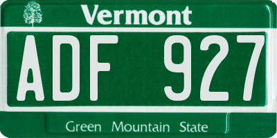 VT license plate ADF927