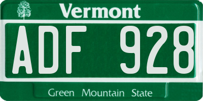 VT license plate ADF928