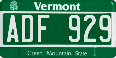 VT license plate ADF929