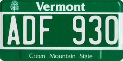 VT license plate ADF930