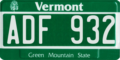 VT license plate ADF932