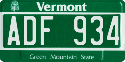 VT license plate ADF934