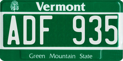 VT license plate ADF935