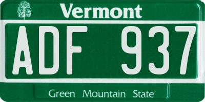 VT license plate ADF937