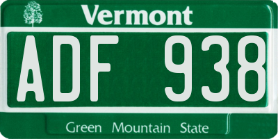 VT license plate ADF938