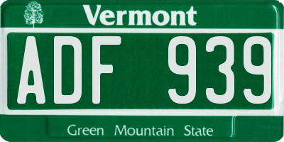 VT license plate ADF939