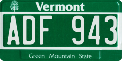 VT license plate ADF943