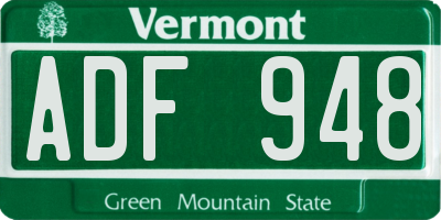 VT license plate ADF948