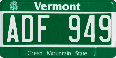 VT license plate ADF949