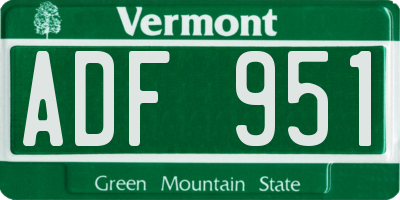 VT license plate ADF951