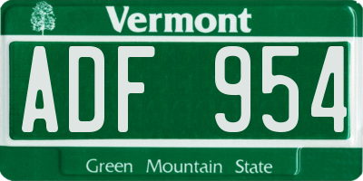 VT license plate ADF954