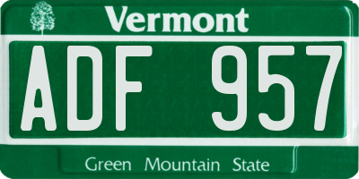 VT license plate ADF957