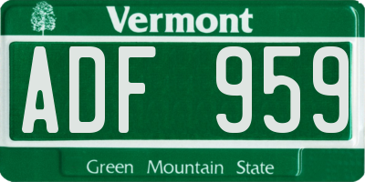 VT license plate ADF959