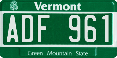 VT license plate ADF961