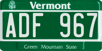 VT license plate ADF967