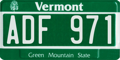 VT license plate ADF971