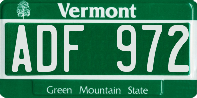 VT license plate ADF972