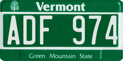 VT license plate ADF974