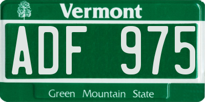 VT license plate ADF975