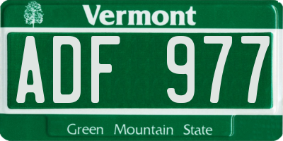 VT license plate ADF977