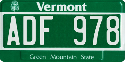 VT license plate ADF978
