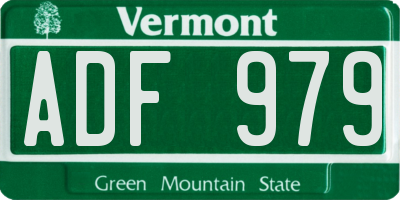 VT license plate ADF979