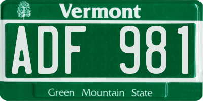 VT license plate ADF981