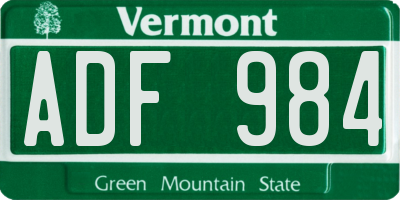 VT license plate ADF984