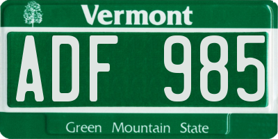 VT license plate ADF985