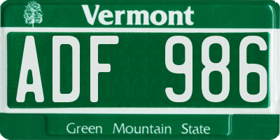 VT license plate ADF986
