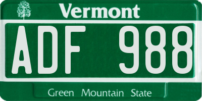 VT license plate ADF988