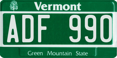 VT license plate ADF990