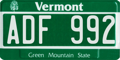 VT license plate ADF992