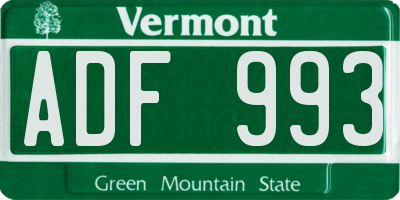 VT license plate ADF993