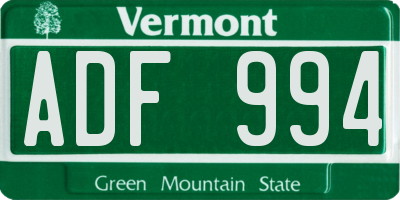 VT license plate ADF994