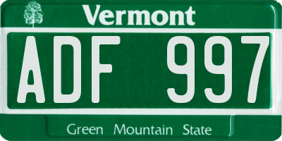 VT license plate ADF997