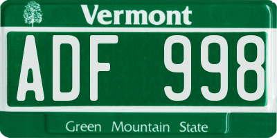 VT license plate ADF998